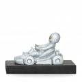 Trofej luxusní se symbolem motorismu, výška 12 cm, stříbrná/zlatá