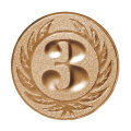 Emblém s číslom 3, priemer 25 mm, zlato