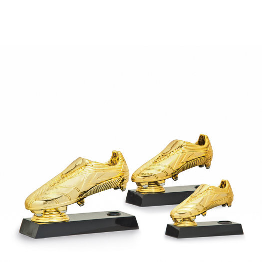 Trofej kopačky v luxusnom prevedení, výška 15 cm, zlatá/čierna