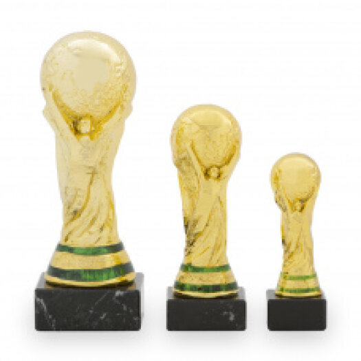 Trofej futbal, výška 17 cm, zlatá/zelená