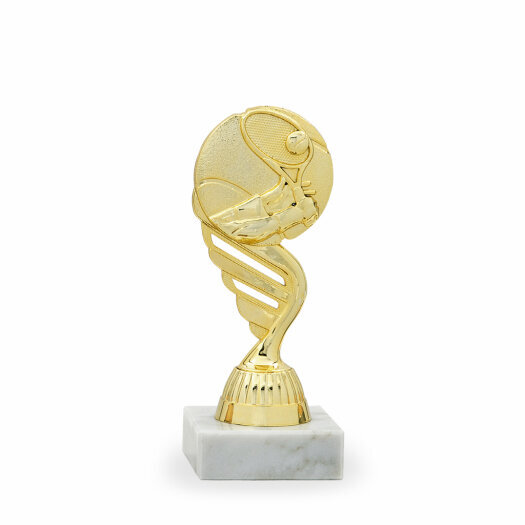 Trofej so symbolom tenisu, výška 15 cm, zlatá
