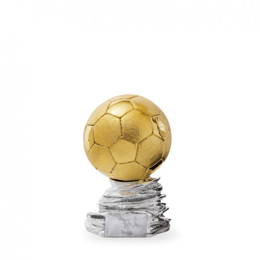 Luxusní fotbalová trofej - míč, výška 31 cm, zlatá/stříbrná