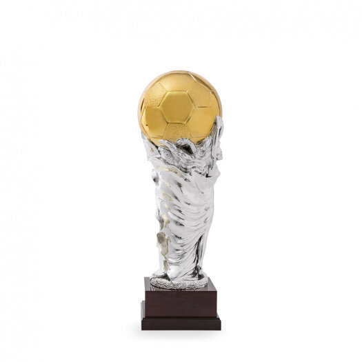 Luxusní fotbalová trofej - míč, výška 75 cm, stříbrná/zlatá