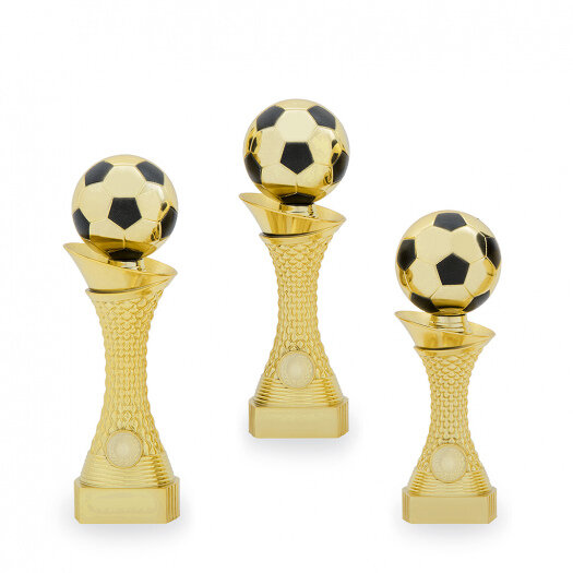 Trofej s fotbalovým míčem, výška 23 cm, zlatá/černá