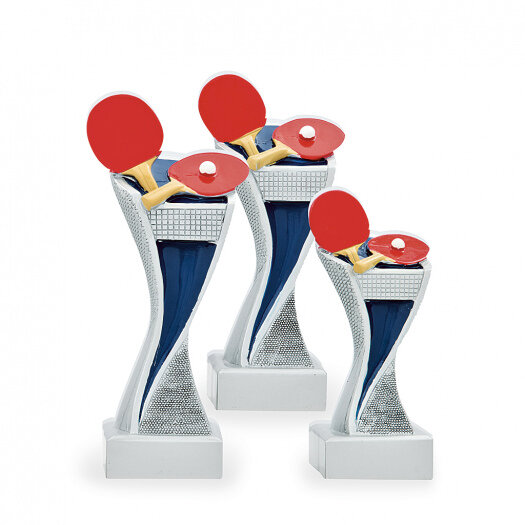 Trofej se symbolem stolního tenisu, výška 14,5 cm, vícebarevná