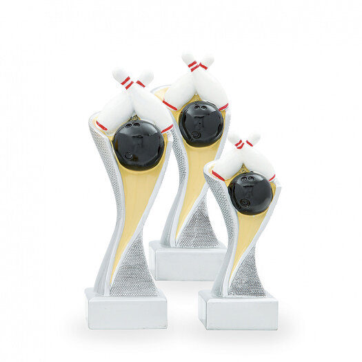 Trofej se symbolem bowlingu, výška 14,5 cm, vícebarevná