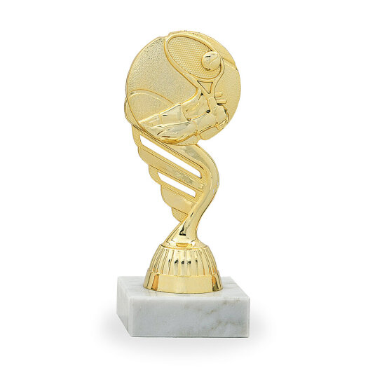 Trofej se symbolem tenisu, výška 15 cm, zlatá