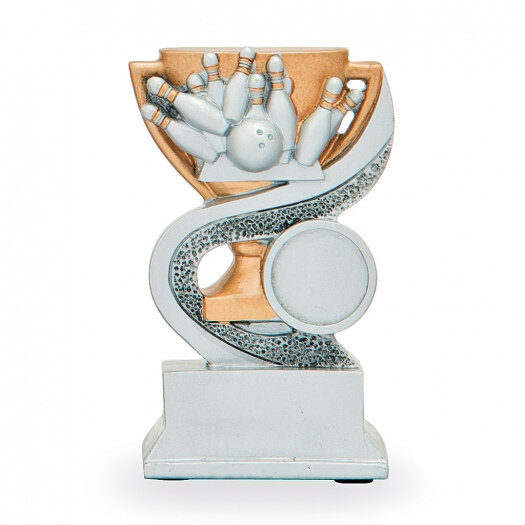Trofej se symbolem bowlingu, výška 12 cm, stříbrná/zlatá