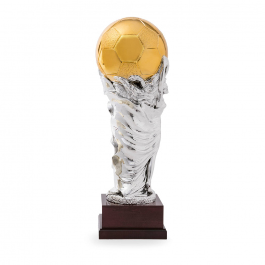 Luxusní fotbalová trofej - míč, výška 75 cm, stříbrná/zlatá