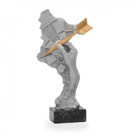 Trofej luxusní se symbolem šipek, výška 26,5 cm, stříbrná/zlatá