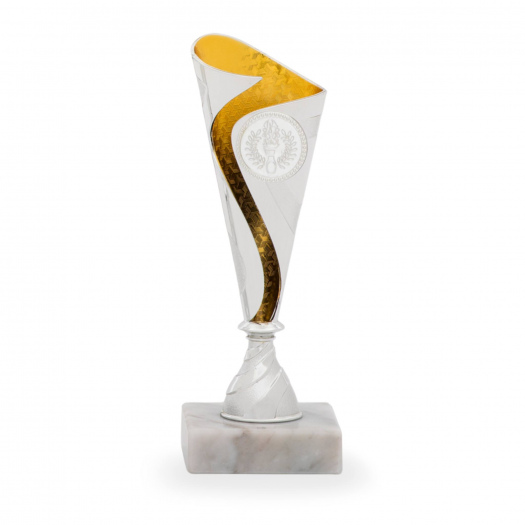 Účastnická cena, výška 18 cm, stříbrná/zlatá