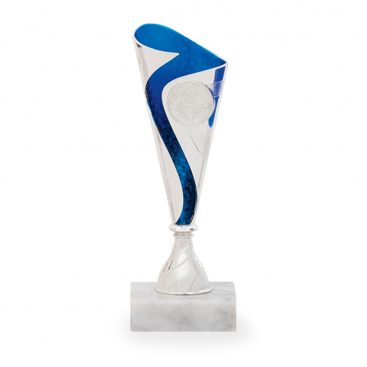 Účastnická cena, výška 18 cm, stříbrná/modrá