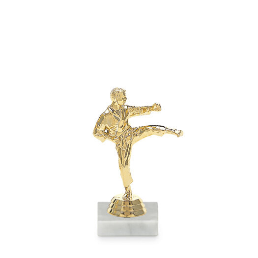 Figúrka karate muž, 12 cm, zlatá, vrátane podstavca