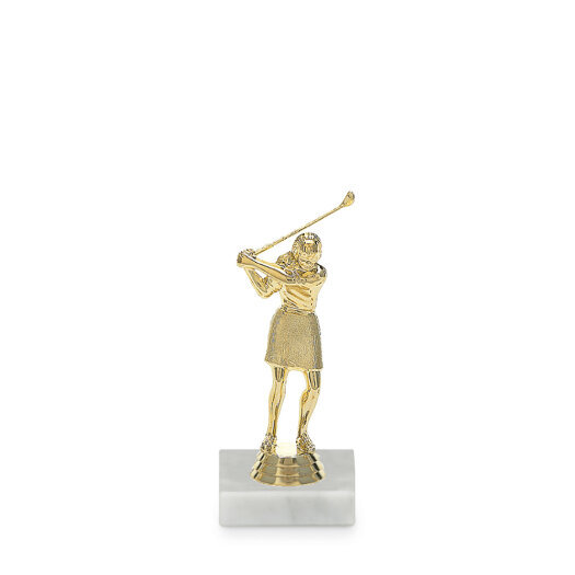 Figúrka golf - žena, 14 cm, zlato, vrátane podstavca