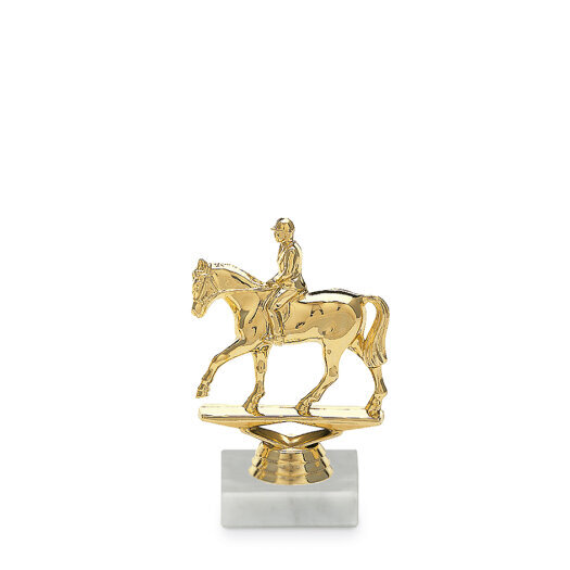 Figúrka kôň s jazdcom, 13 cm, zlatá, vrátane podstavca