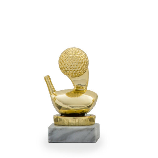 Figúrka golf, zlatá, 10cm, vrátane podstavca