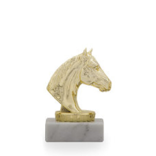 Figúrka hlava koňa, zlatá, 10cm, vrátane podstavca