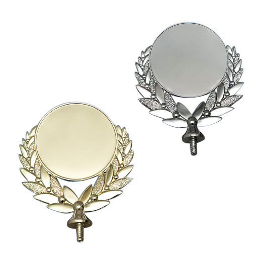 Držiak na emblém 50 mm, výška 80 mm, zlatý, kovový