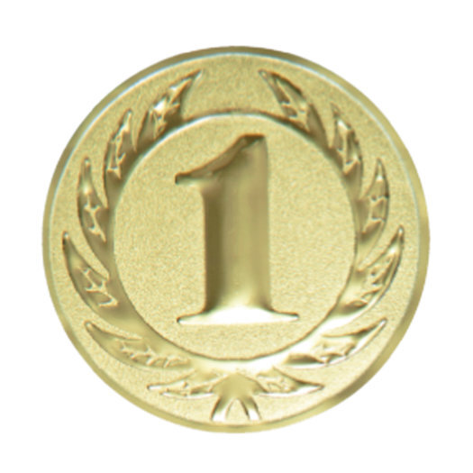 Emblém s číslom 1, priemer 25 mm, zlato