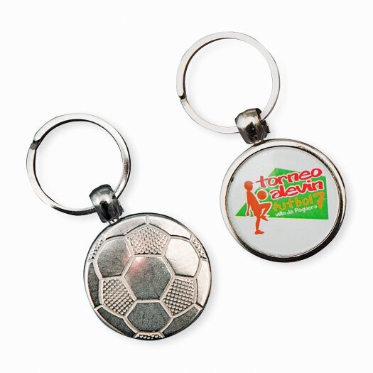 Kľúčenka futbal, priemer 35 mm, transparentná