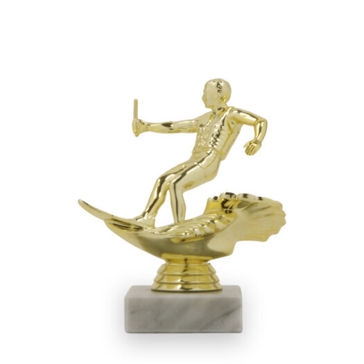 Figúrka vodné lyžovanie muž, 12,5cm, vrátane podstavca, zlatá