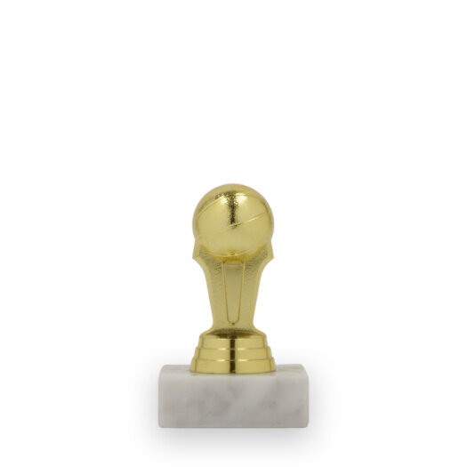 Figurka basketbalový míč, 10 cm, zlatá, včetně podstavce